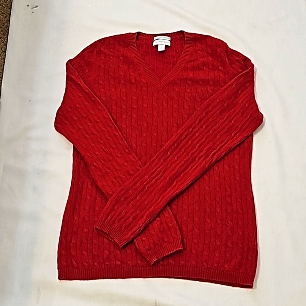 Charter Club, women's red, 100% 2 ply cashmere v-neck sweater size medium